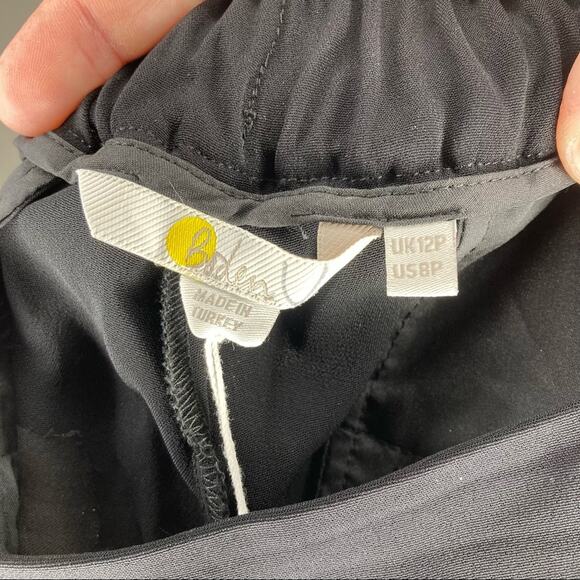 NWT BODEN Albemarle Wide Leg Pants Black 8P Petite Elastic Waist - Picture 3 of 6